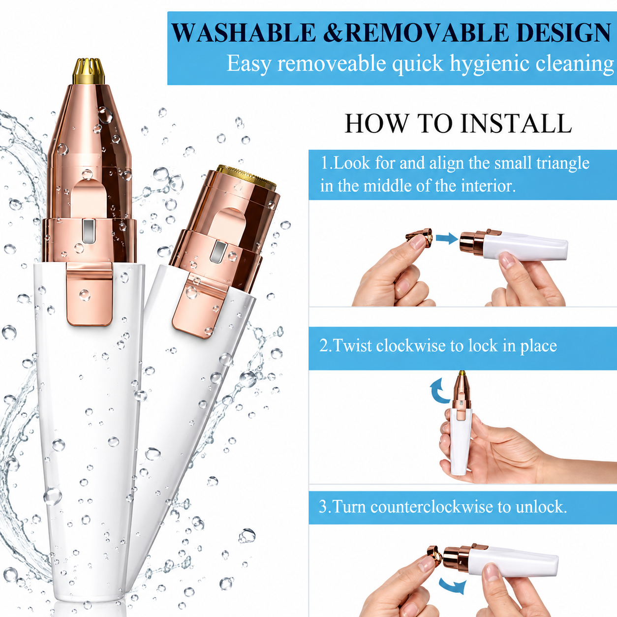 Home Flair Facial Hair Remover For Women, 2 In 1 Rechargeable Eyebrow Trimmer & Face Hair Remover For Women With Led Light - Electric Hair Trimmer For Women Face & Body, White