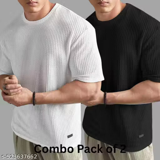 Urban Waffle Knit Oversized T-Shirt for Men