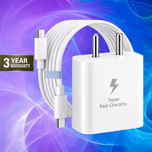 SuperFast Comfortable Charger with 5 core Type C to C Cable Galxy Z Fold 4, Fold 5, Fold 6/7, S22/Ultra,S23/Plus,S24, S25 Ultra, M Series, A Series, F Series, Oppo/Vivo/Redmi/Nothing/OnPlus/iPhone 16, 15, 16e, 17,17 Pro Max, 15 Pro Max, SPCH140