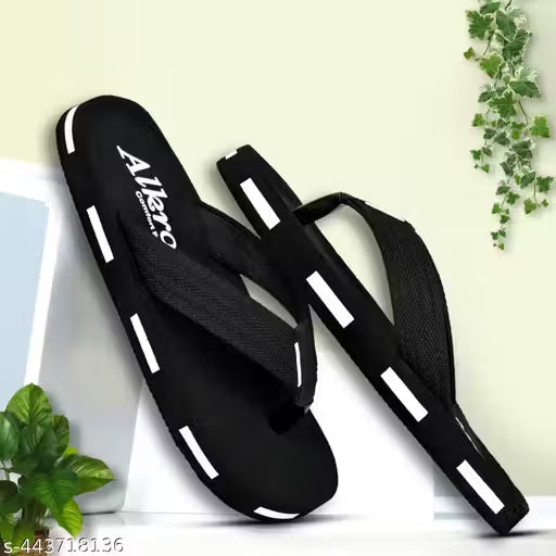 New look with Trendy/Stylish/elegant/ Black and White Flip-Flops for Men – Comfortable Casual Wear for Indoor and Outdoor
