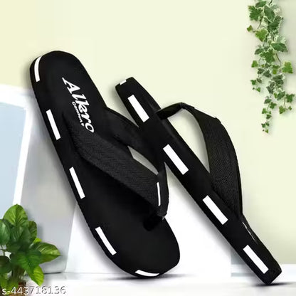 New look with Trendy/Stylish/elegant/ Black and White Flip-Flops for Men – Comfortable Casual Wear for Indoor and Outdoor