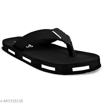 New look with Trendy/Stylish/elegant/ Black and White Flip-Flops for Men – Comfortable Casual Wear for Indoor and Outdoor