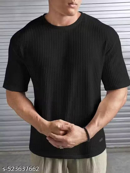Urban Waffle Knit Oversized T-Shirt for Men