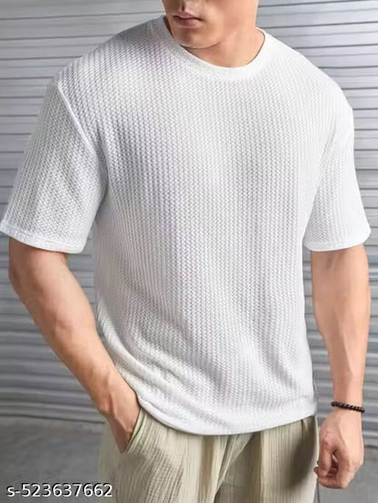 Urban Waffle Knit Oversized T-Shirt for Men